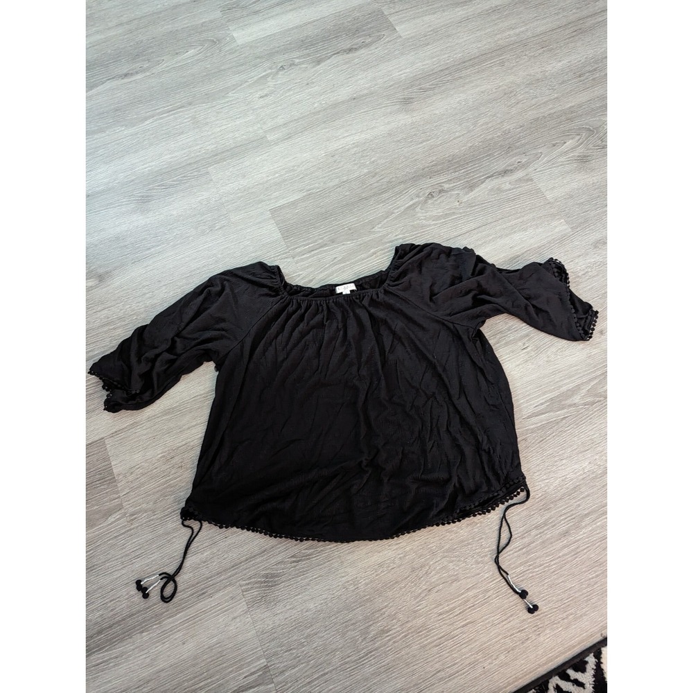 Studio‎ JPR Womens black XL shirt top blouse with designed trim NWT